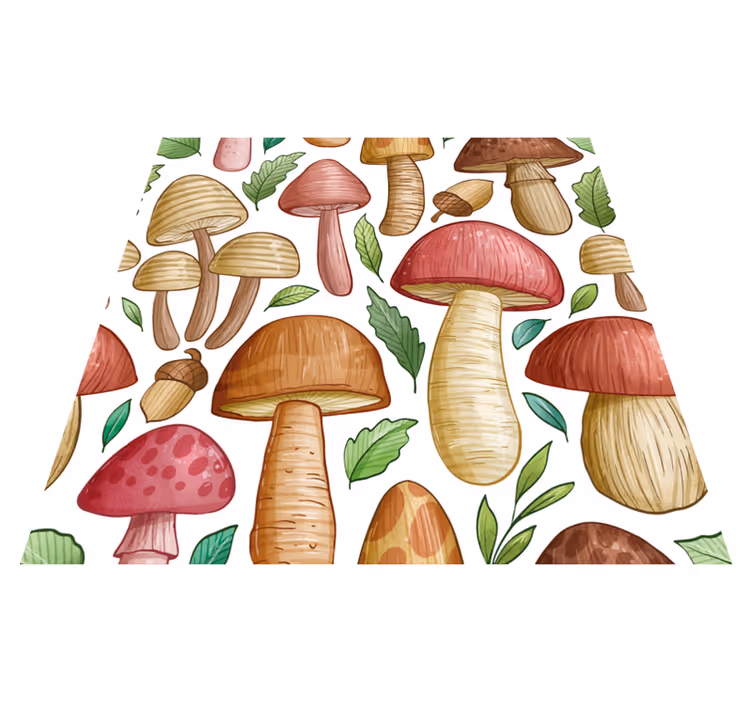 Tappeto vinile fiori motivo funghi colorati - TenStickers