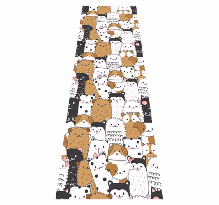 Tappeto vinile camera da letto cani carini senza cuciture - TenStickers