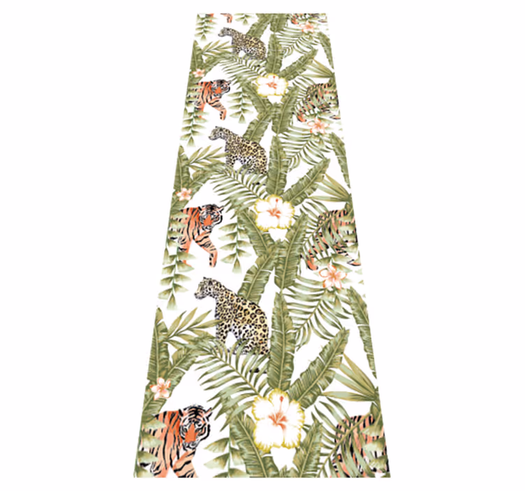 Tappeto vinile camera da letto foglie tropicali leopardo - TenStickers