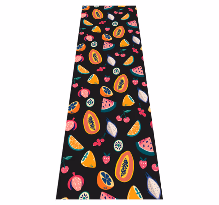 Tappeto vinile camera da letto frutta multicolore su nero - TenStickers