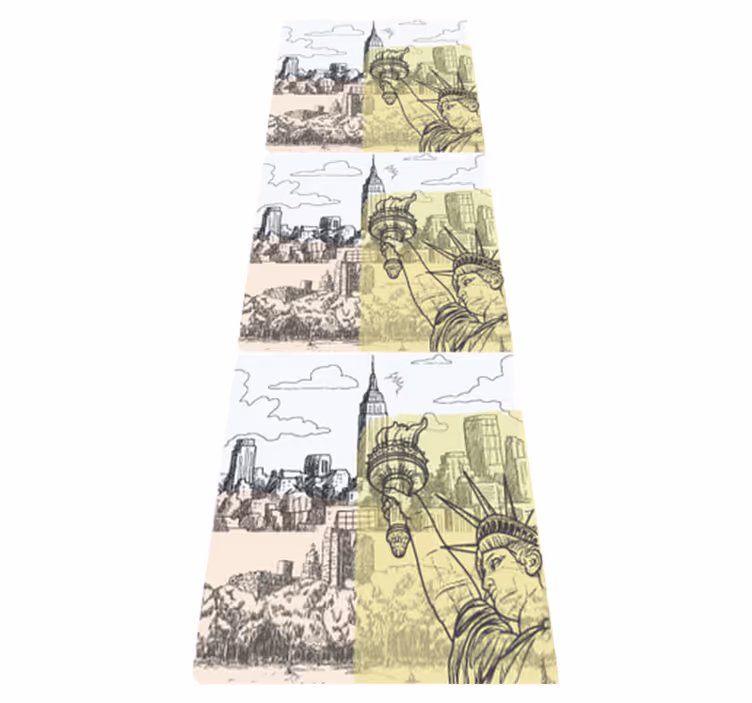 Tappeto vinile camera da letto collage vintage nyc - TenStickers