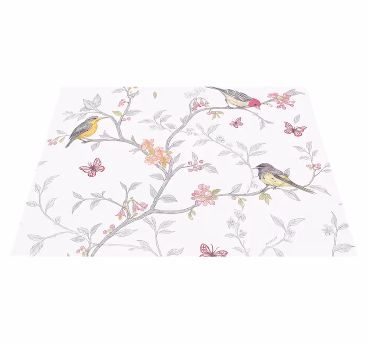 Tappeto vinile camera da letto uccelli sui rami - TenStickers