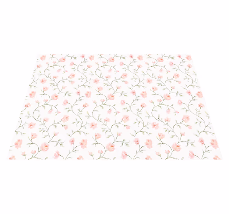 Tappeto vinile camera da letto fiore botanico rosa - TenStickers
