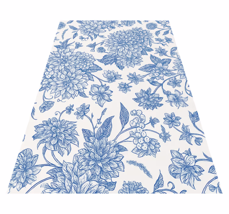 Tappeto vinile camera da letto fiore di dahlia blu - TenStickers