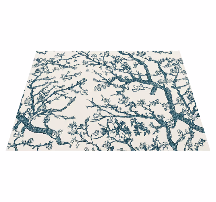Tappeto vinile camera da letto design albero blu scuro - TenStickers