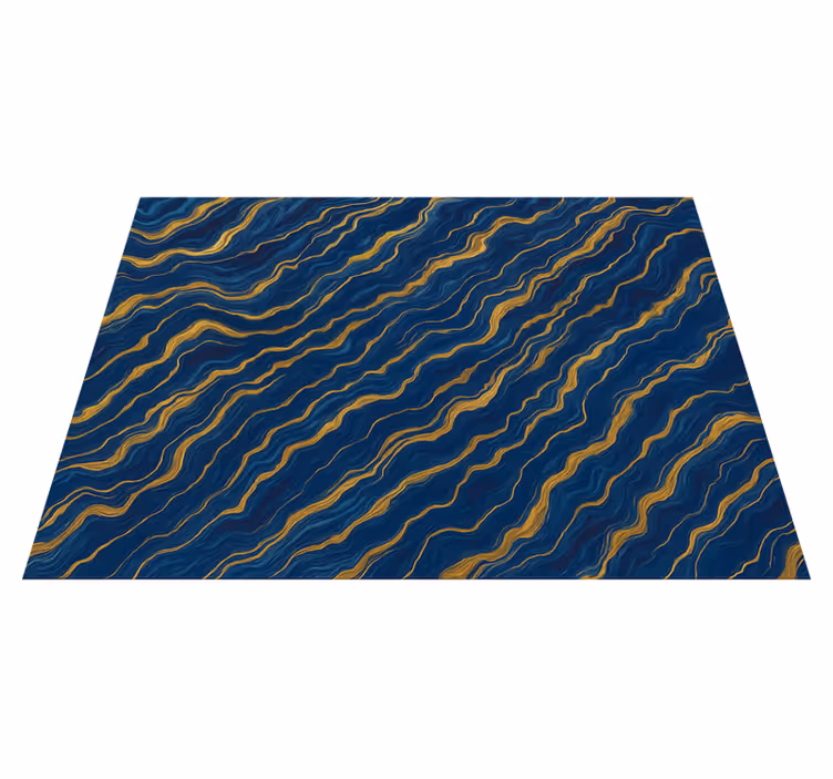 Tappeto vinile camera da letto effetto marmo blu e oro - TenStickers