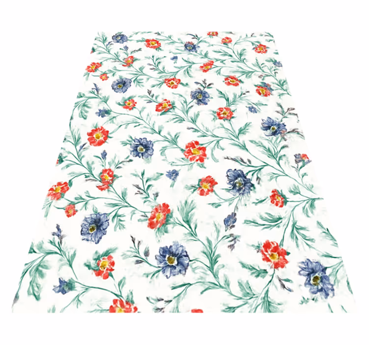 Tappeto vinile camera da letto design fiori retro - TenStickers