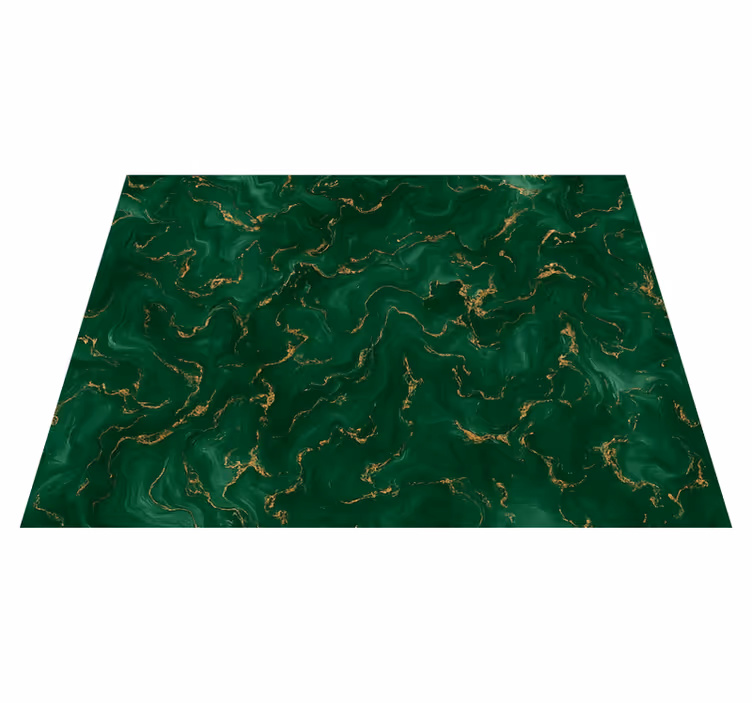Tappeto vinile camera da letto verde smeraldo e marmo oro - TenStickers