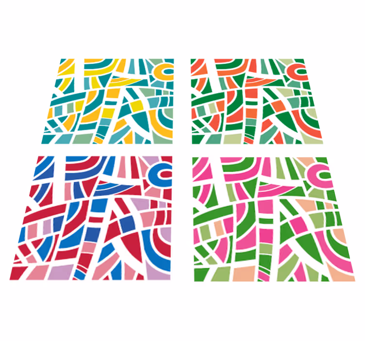 Tappeto vinile geometrico piastrelle multicolore - TenStickers