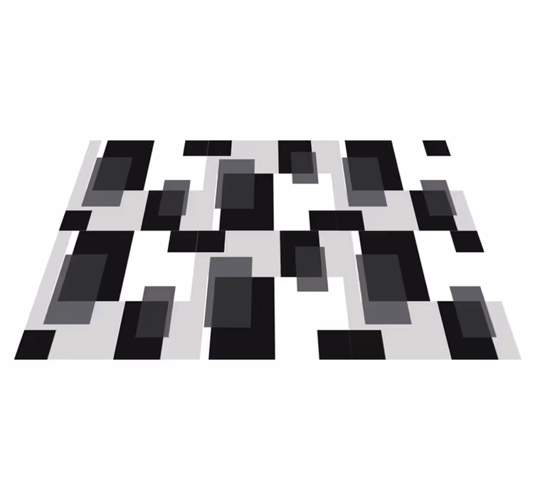 Tappeto vinile geometrico blocchi bianchi e neri - TenStickers