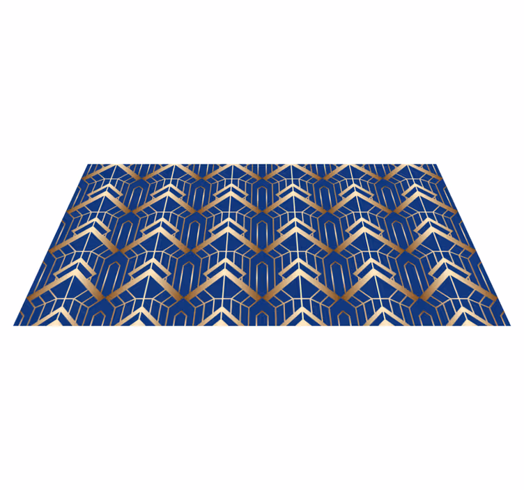 Tappeto vinile geometrico motivo decorativo blu e oro - TenStickers