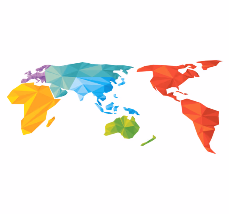 Tappeto vinile geometrico mappa del mondo colori - TenStickers