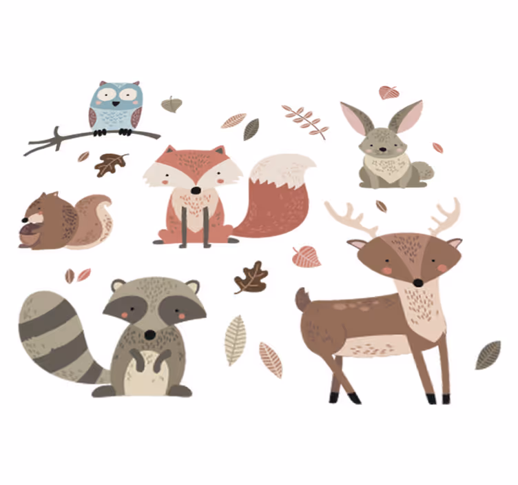 Tappeto vinile per bambini adesivi animali autunnali - TenStickers