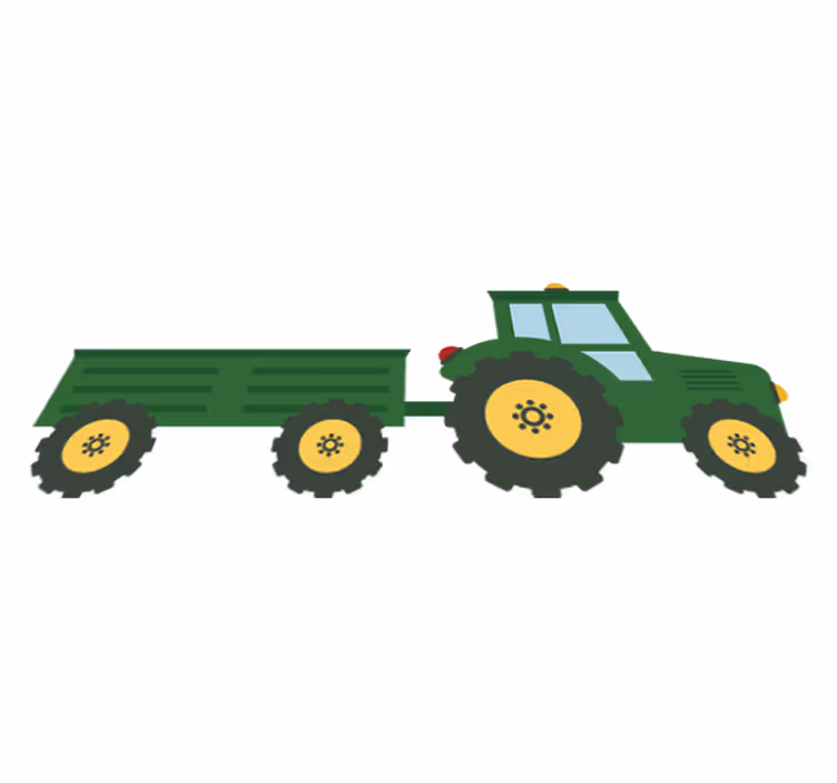 Tappeto vinile per bambini trattore e carro verde - TenStickers