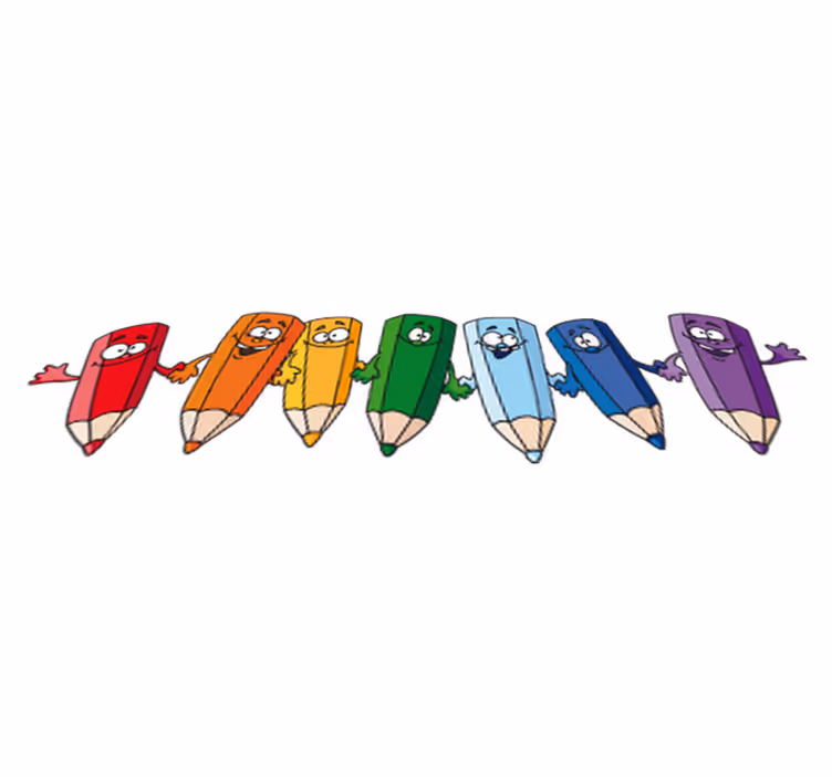 Tappeto vinile per bambini matite colorate felici - TenStickers