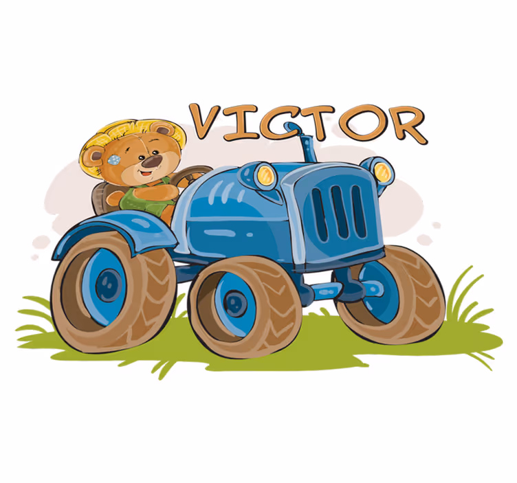 Tappeto vinile per bambini trattore personalizzabile - TenStickers