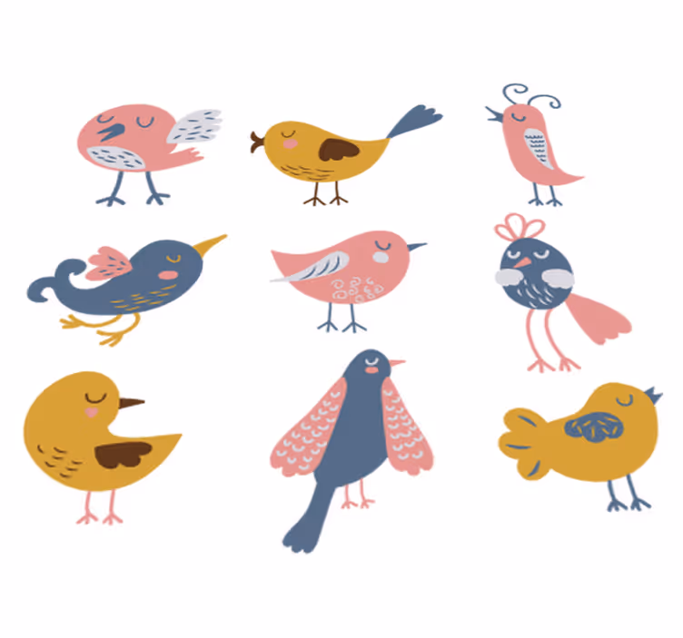 Tappeto vinile per bambini adesivi nove uccellini - TenStickers