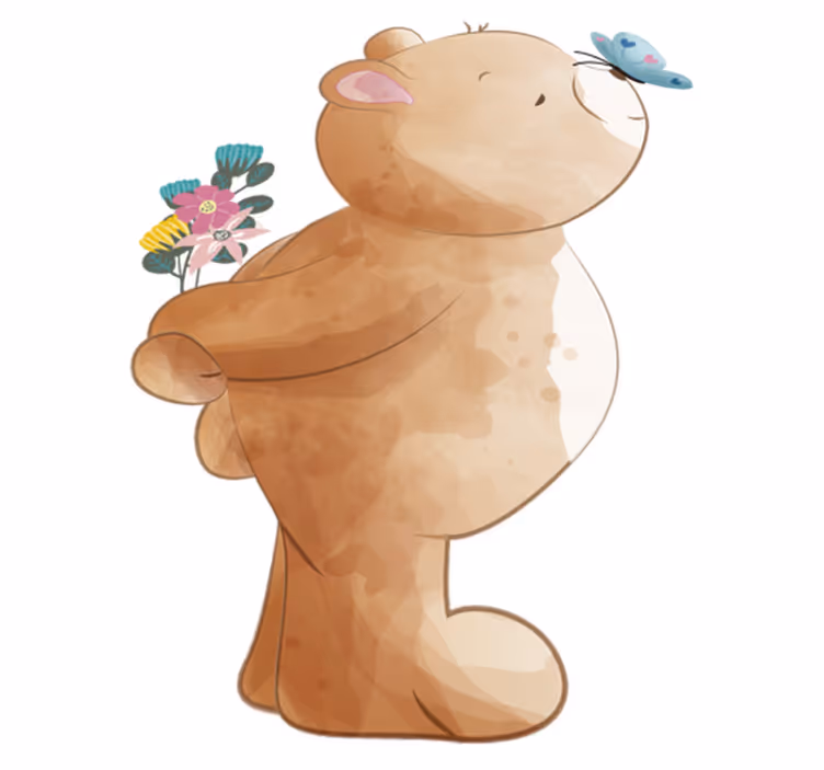 Tappeto vinile per bambini adesivo orso e farfalla - TenStickers