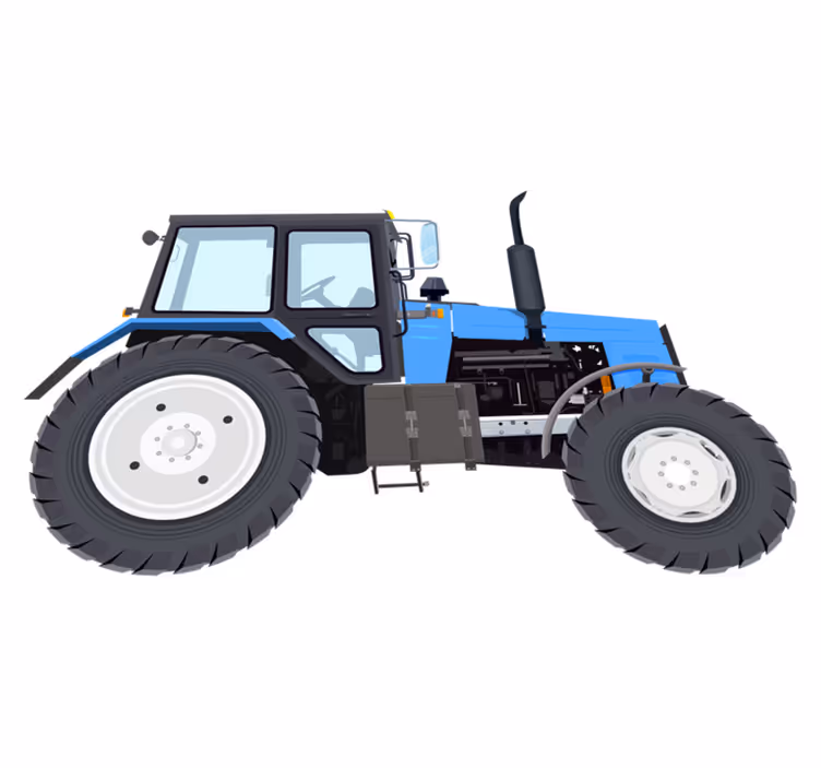 Tappeto vinile per bambini trattore moderno blu - TenStickers