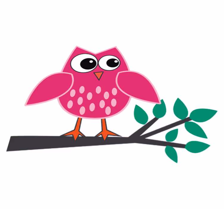 Tappeto vinile per bambini gufo rosa su un ramo - TenStickers
