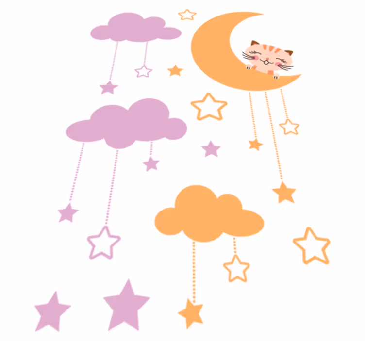 Tappeto vinile per bambini adesivo luna gatto - TenStickers