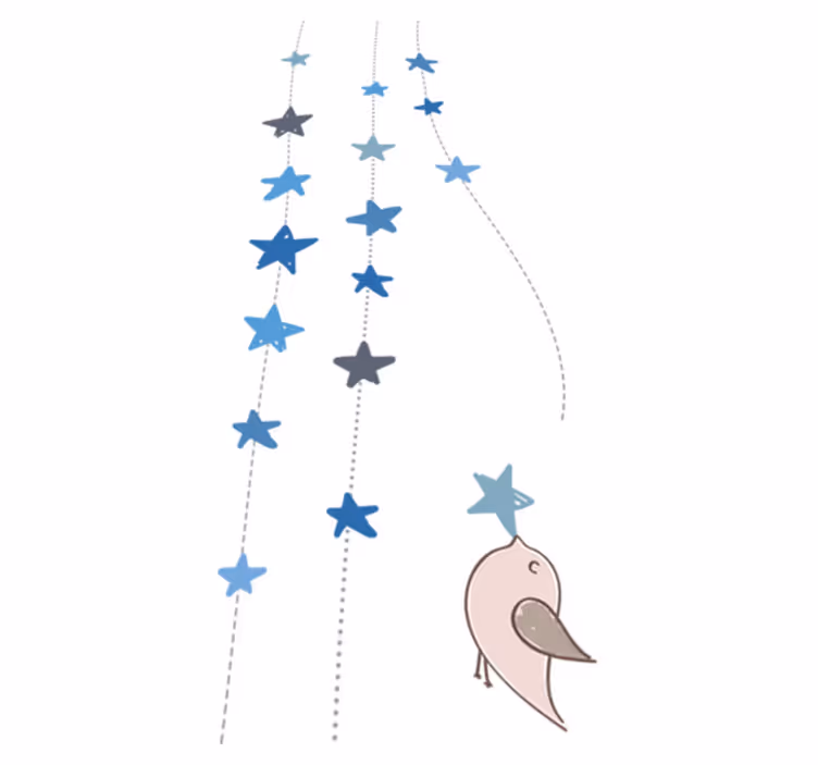Tappeto vinile per bambini stelle blu e uccello - TenStickers