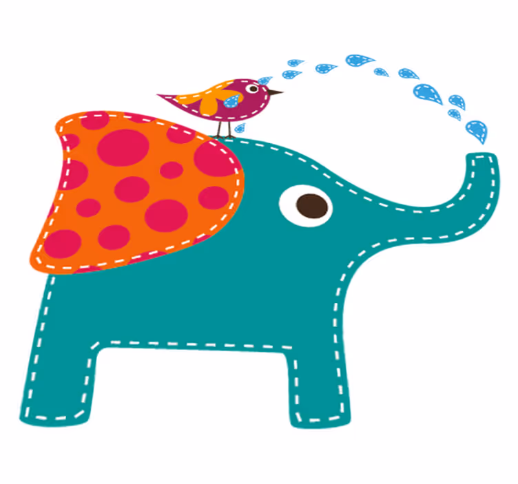 Tappeto vinile per bambini elefante in doccia con uccello - TenStickers