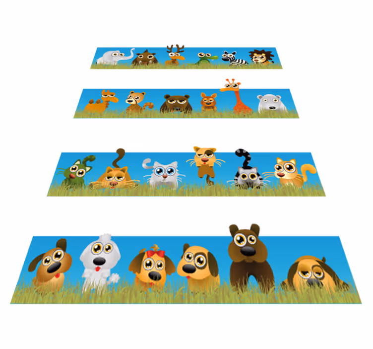 Tappeto vinile per bambini strisce con animali - TenStickers