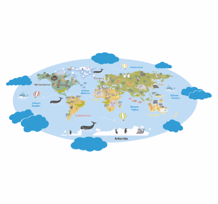 Tappeto vinile per bambini mappa del mondo - TenStickers
