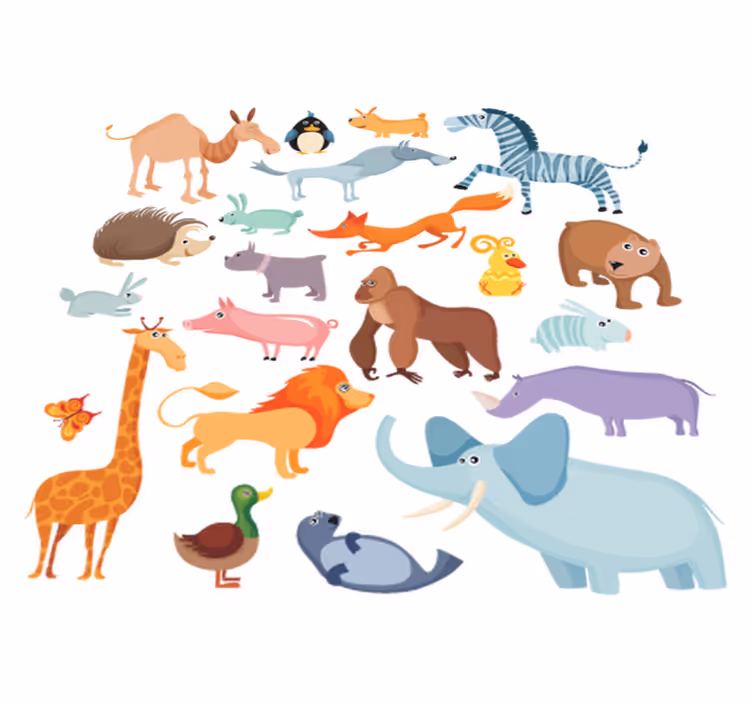 Tappeto vinile per bambini adesivi animali selvatici - TenStickers