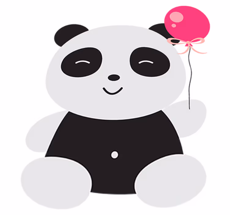 Tappeto vinile per bambini panda con palloncino rosa - TenStickers