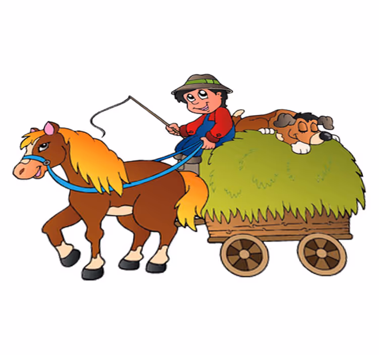Tappeto vinile per bambini cavallo a dondolo con carretto - TenStickers
