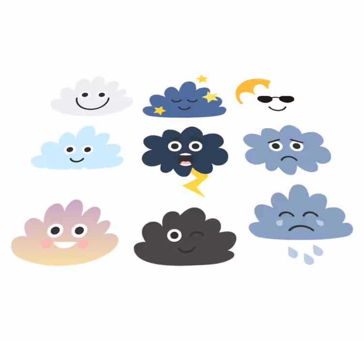 Tappeto vinile per bambini nuvole con facce - TenStickers