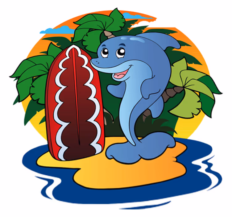 Tappeto vinile per bambini delfino da surf - TenStickers