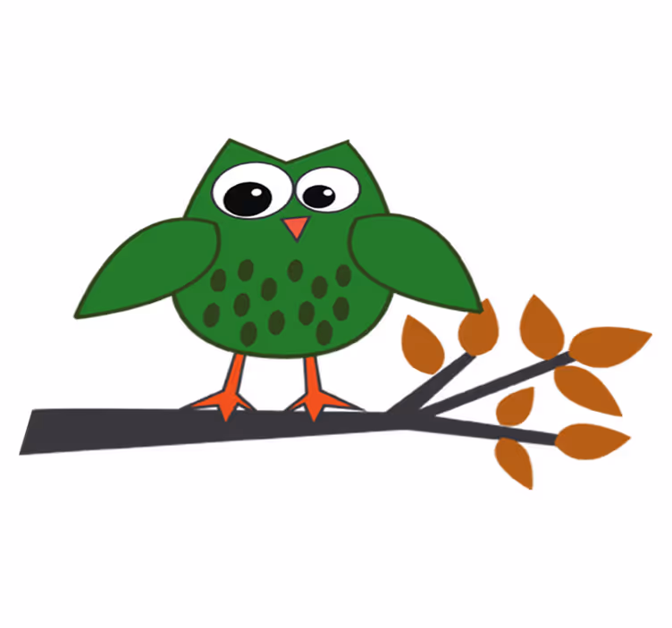 Tappeto vinile per bambini gufo verde su un ramo - TenStickers