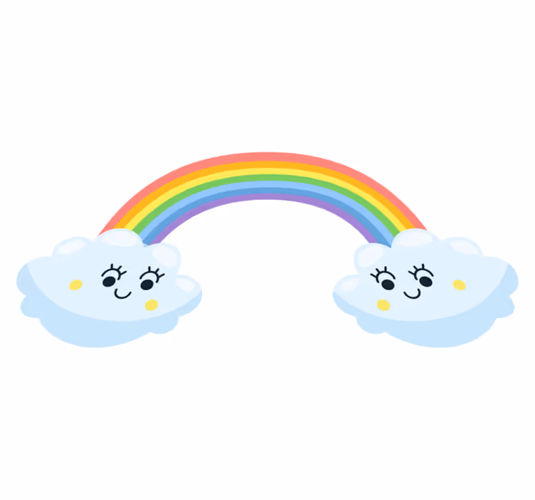 Tappeto vinile per bambini nuvole carine arcobaleno - TenStickers