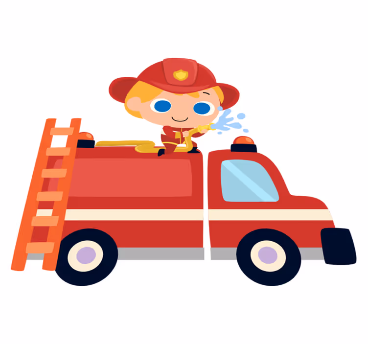Tappeto vinile per bambini uomo auto pompiere rossa - TenStickers