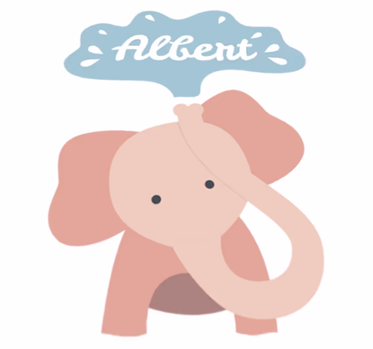 Tappeto vinile per bambini elefante baby con nome - TenStickers