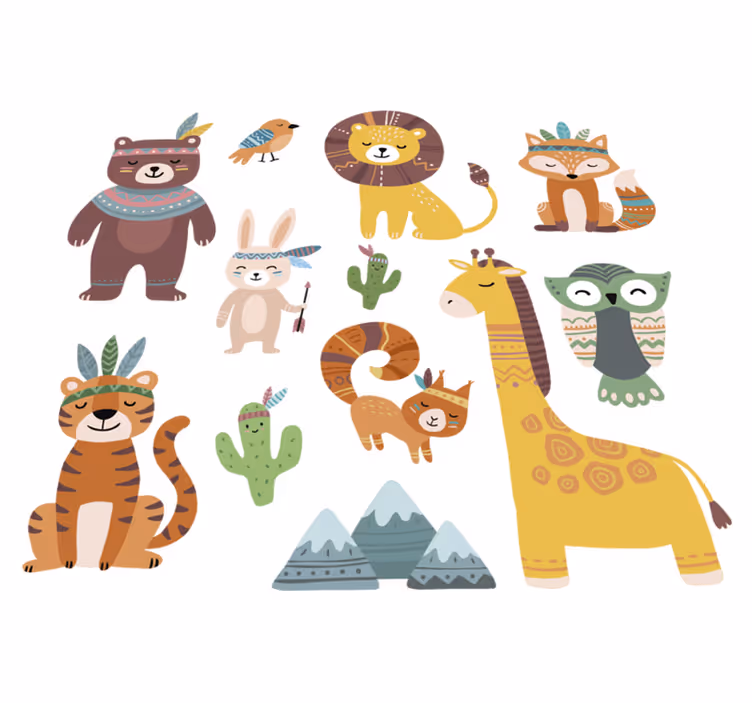 Tappeto vinile per bambini animali tribali divertenti - TenStickers