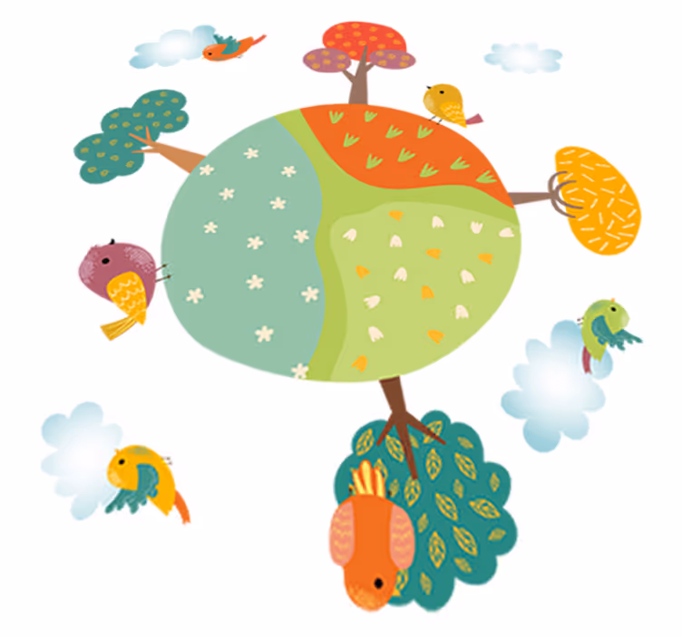 Tappeto vinile per bambini primavera circolare con animali - TenStickers