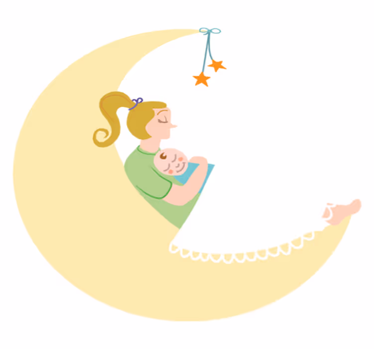 Tappeto vinile per bambini mamma e bambino sulla luna - TenStickers