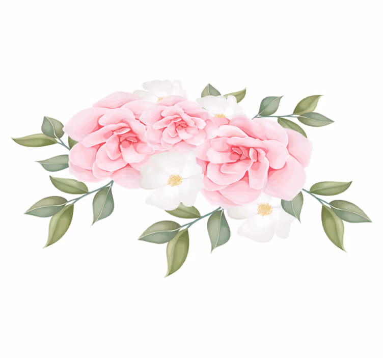 Tappeto vinile camera da letto fiori eleganti rosa - TenStickers