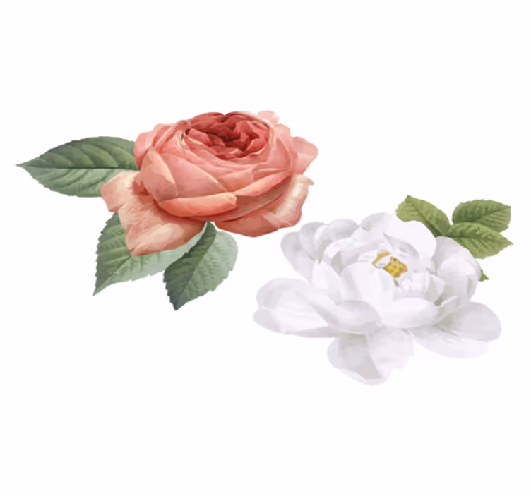 Tappeto vinile camera da letto rose bianche e rosa - TenStickers