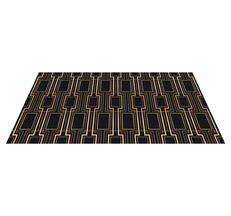 Tappeto vinile camera da letto motivo deco oro e nero - TenStickers