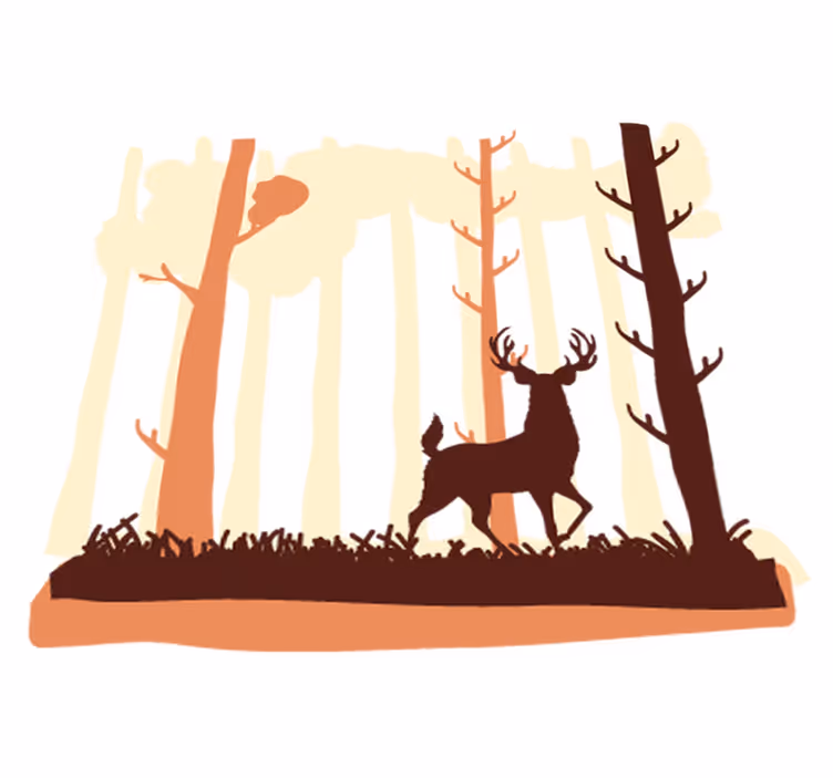 Tappeto vinile camera da letto foresta e cervi - TenStickers