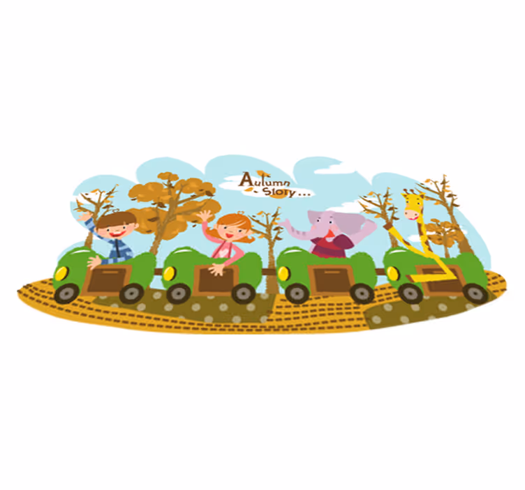 Tappeto vinile per bambini treno in autunno - TenStickers