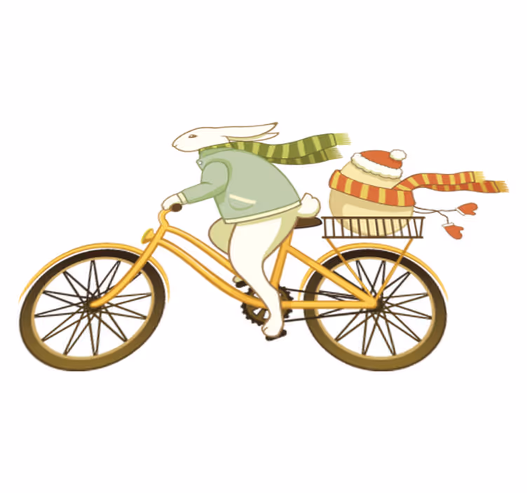 Tappeto vinile per bambini con coniglietto pasquale in bici - TenStickers