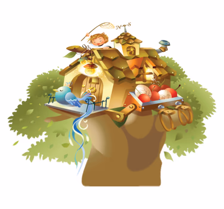 Tappeto vinile giochi illustrazione casa albero - TenStickers