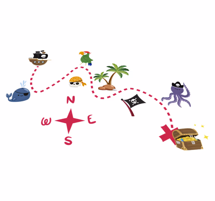 Tappeto vinile giochi mappa del tesoro - TenStickers