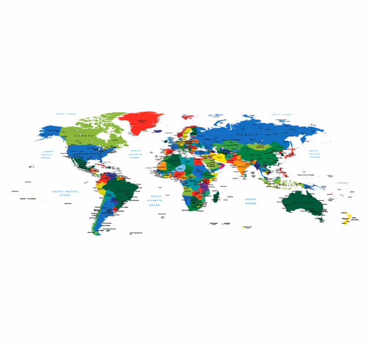 Tappeto vinile mappamondo a colori vivaci - TenStickers